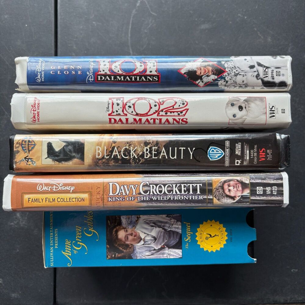 VHS Movie Bundle 101 102 Dalmatians Black Beauty Davy Crockett Anne